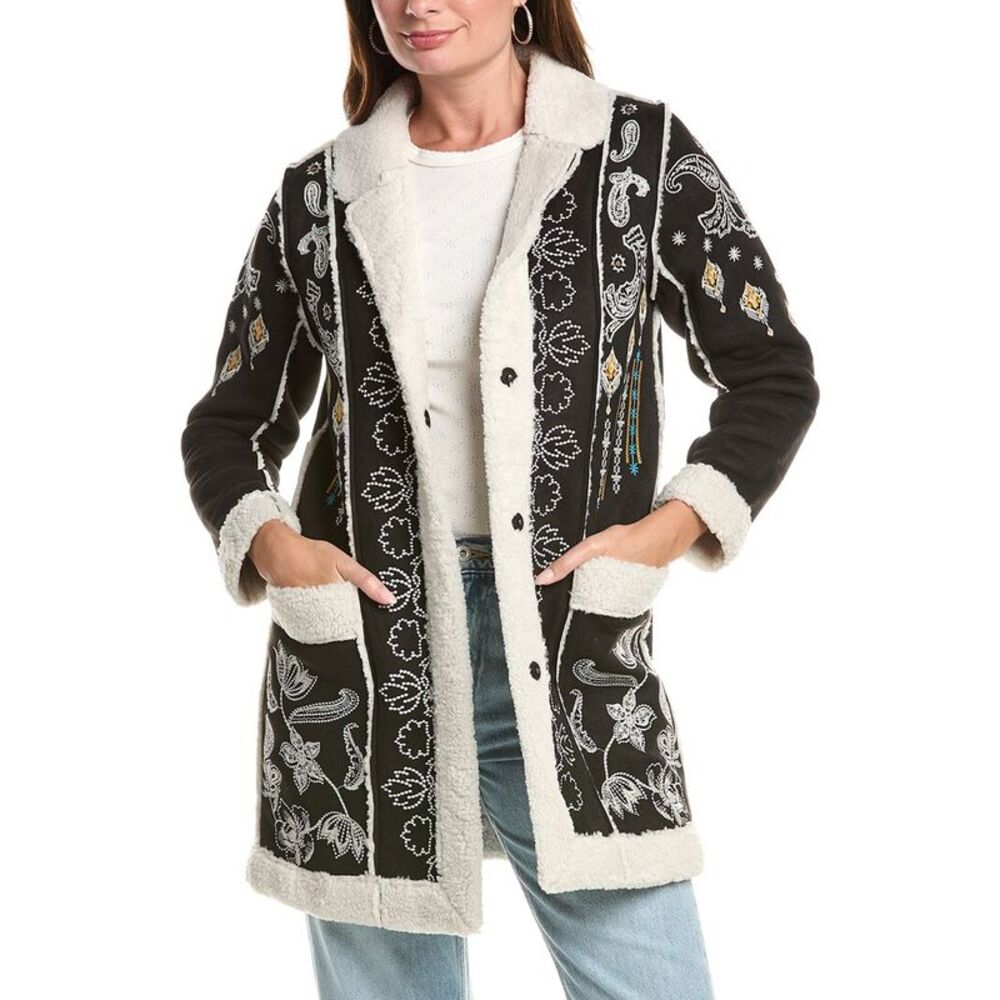 Johnny Was Womens Lori Sherpa Jacket, Black